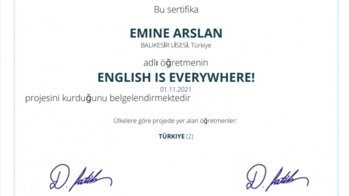 English Is Everywhere İsimli e-Twinning Projesi